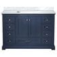 Lexora Home Dukes 48" Single Bathroom Vanity in Navy Blue with 2 cm White Carrara Marble Top and Rectangular Sink, , large