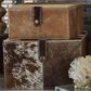 Maple and Jade 2-Piece Handmade Decorative Box Set with Snap Front Closure in Brown and White, , large
