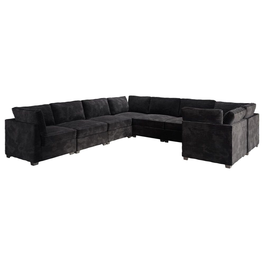 Noviland HOMLUX 8-Piece Oversized U-Sectional in Black, , large