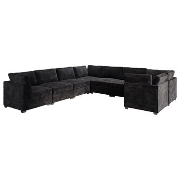 Noviland HOMLUX 8-Piece Oversized U-Sectional in Black, , large
