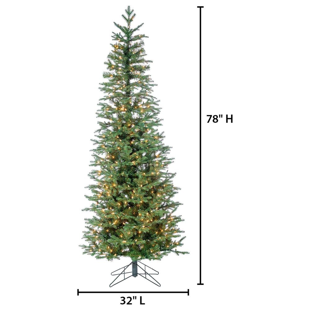 The Gerson Company 6.5&#39; Pre-Lit Artificial Natural Cut Narrow Jackson Pine with White Lights in Green, , large