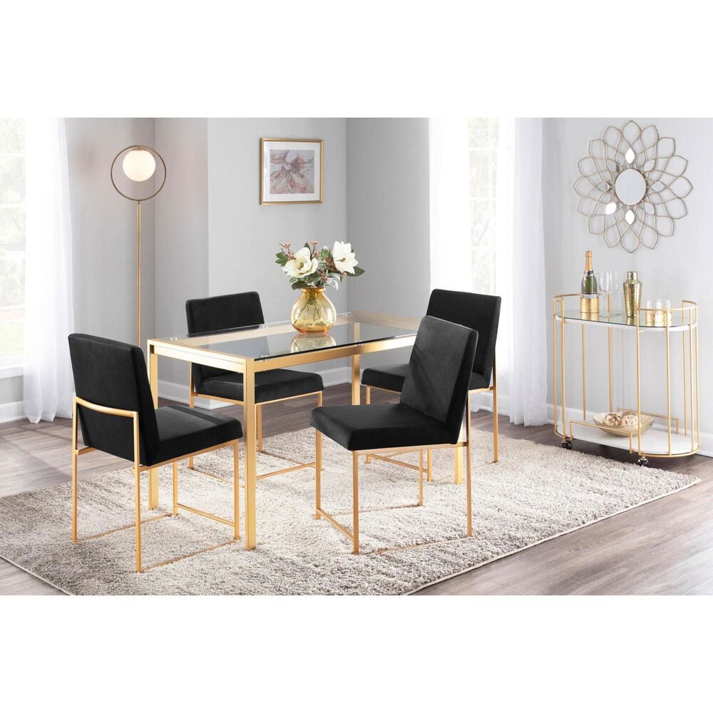 LumiSource Fuji Side Chair with Black Velvet Cushion in Gold (Set of 2), , large