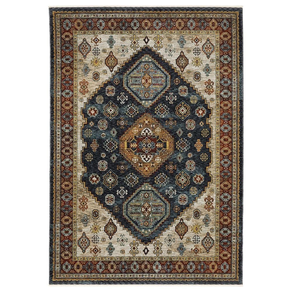 Oriental Weavers Aberdeen Tribal Border 3"3" x 5" Blue Area Rug, , large