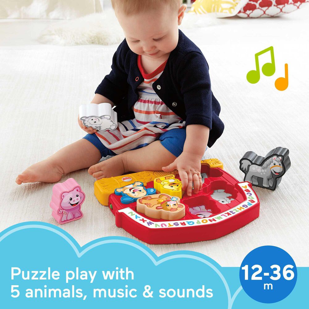 Fisher Price Baby&#39;s Animal Puzzle Shape Sorting Toy with Music and Sounds in Red, , large
