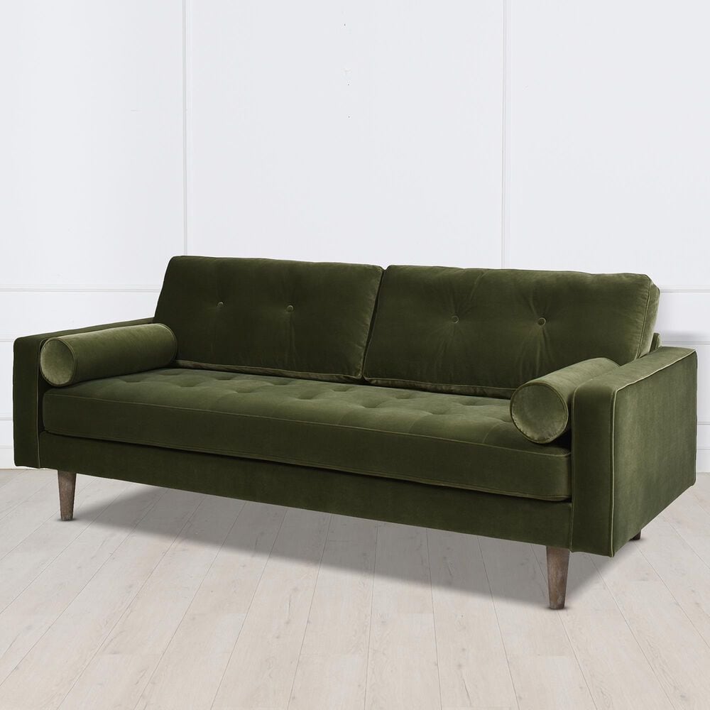 Jennifer Taylor Home Nicholas Stationary Sofa in Olive Green Velvet, , large
