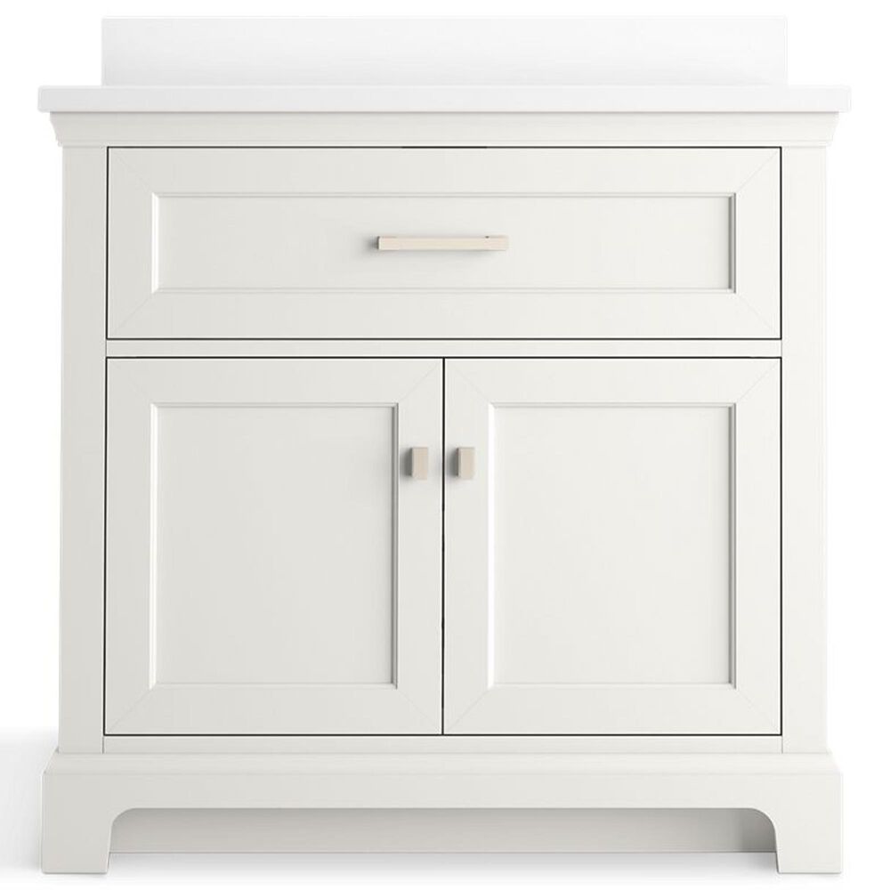 Kohler Charlemont 36&quot; Single Bathroom Vanity in White with 3 cm White Quartz Top and Rectangular Sink, , large