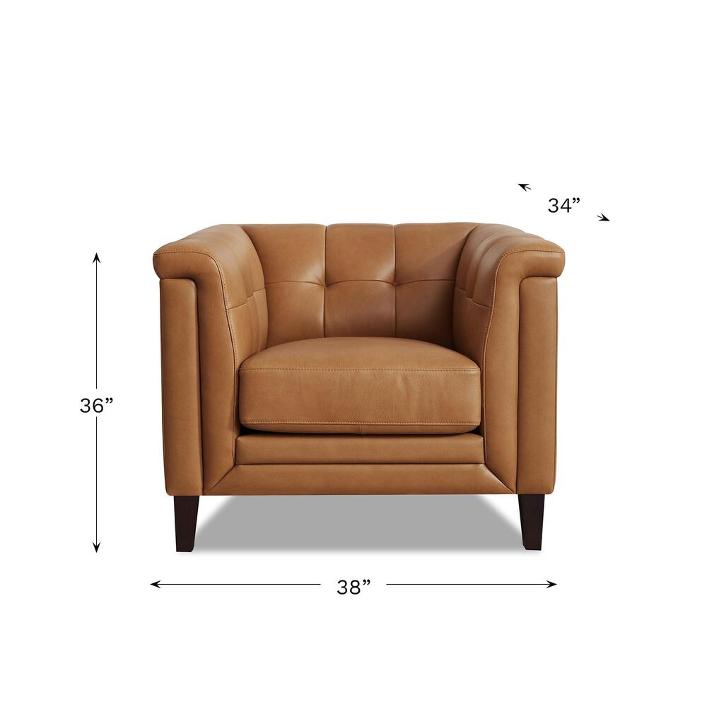 Hydeline Arvo Leather Accent Chair in Cognac Brown, , large