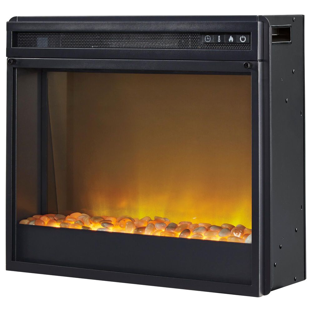 Ashley Wildenauer 76" TV Stand with Electric Fireplace in Rich Brown and Warm Satin Black, , large