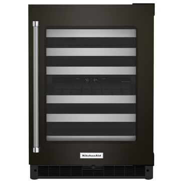 KitchenAid 24" Undercounter Wine Cellar with Right Hinge, Metal-Front Racks in Black Stainless Steel, , large