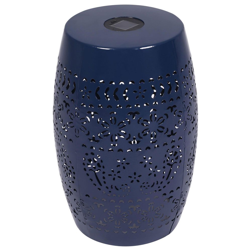 Hearth and Haven Outdoor Side Table with Built-In Solar Battery in Dark Blue, , large