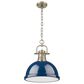 Golden Lighting Duncan 1-Light Pendant with Chain and Matte Navy Shade in Aged Brass, , large