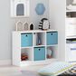 HOMLUX 6-Cube Bookshelf Bookcase with Light Blue Storage Bins in White, , large