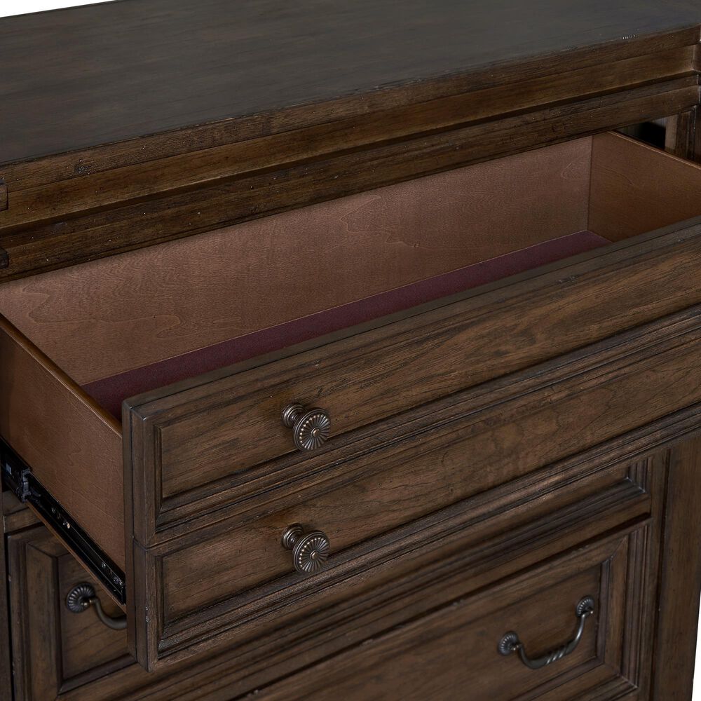 Sasha Lee Grand Teton 5 Piece Queen Bedroom Set in Warm Brown Oak, , large