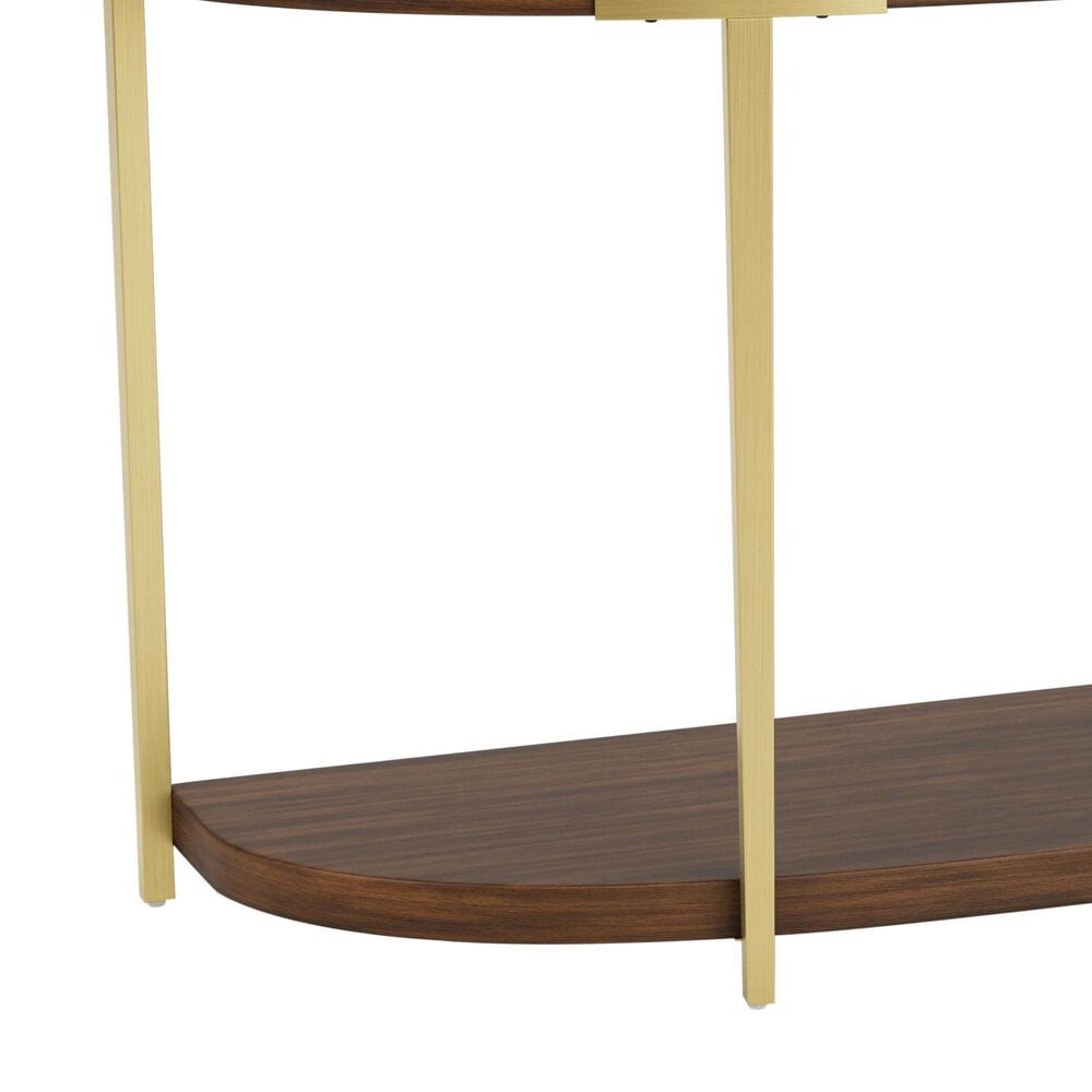 Riverside Furniture Emery Demilune Sofa Table in Smoked Cherry and Bronze, , large