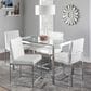 Lumisource Fuji Side Chair with White Faux Leather Cushion in Brushed Stainless Steel (Set of 2), , large