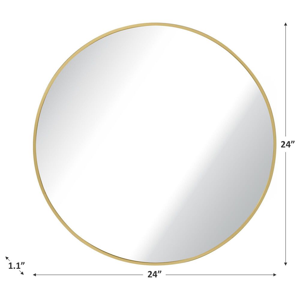 Garber Collection Round Metal Wall Mirror in Brass, , large