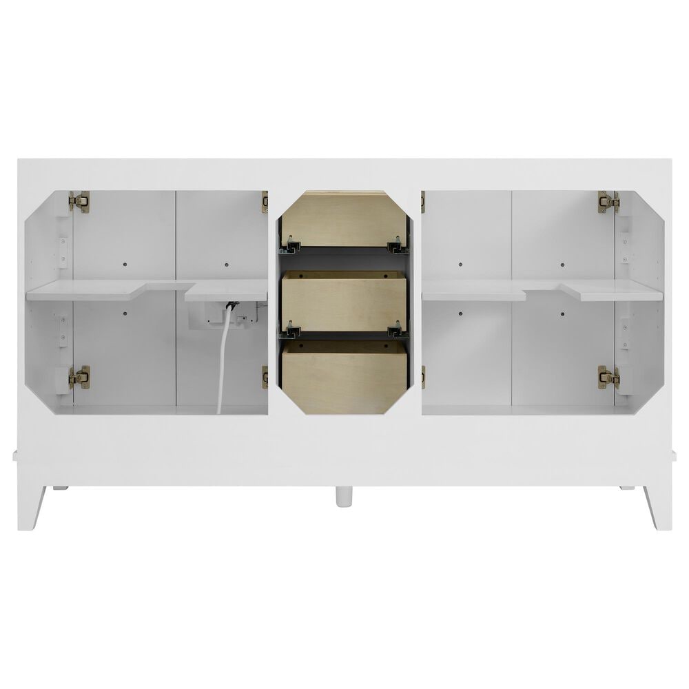 37B Fenwick 60" Double Bathroom Vanity in Bright White with Glossy White Composite Stone Top and Backsplash, , large
