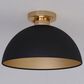 Vaxcel Devon 1-Light Semi Flush Mount in Matte Black and Satin Brass, , large