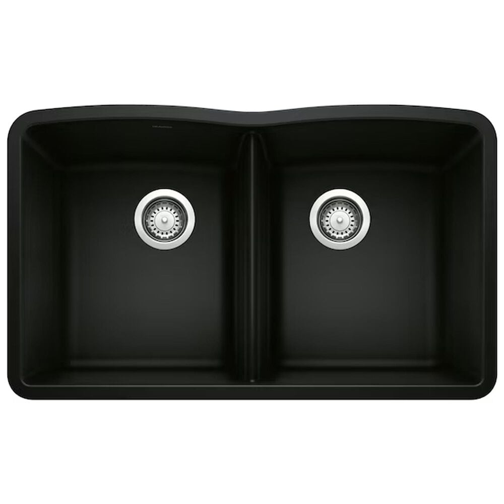 Blanco Diamond 32" Equal Double Bowl Kitchen Sink in Coal Black, , large