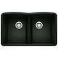Blanco Diamond 32" Equal Double Bowl Kitchen Sink in Coal Black, , large