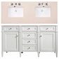 James Martin Vanities Brittany 60" Double Bathroom Vanity in Bright White with 3 cm Eternal Marfil Quartz Top, , large