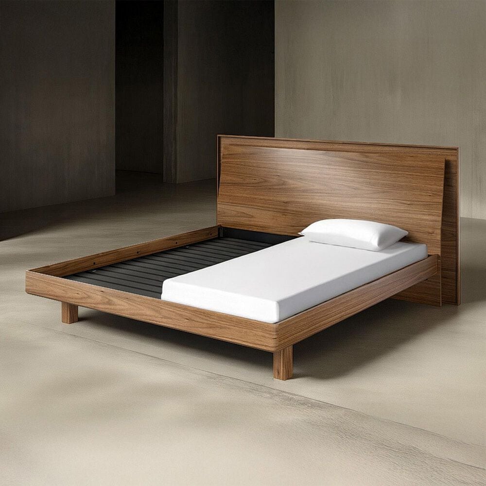 BDI Kava Queen Platform Bed and Two Nightstands in Natural Walnut, , large