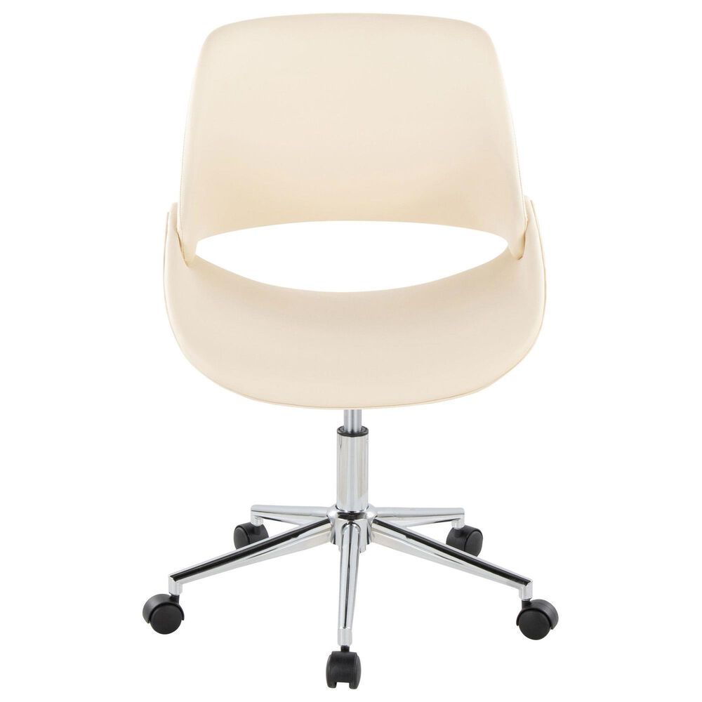 LumiSource Fabrico Swivel Office Chair with Cream Faux Leather Cushion in Chrome, , large