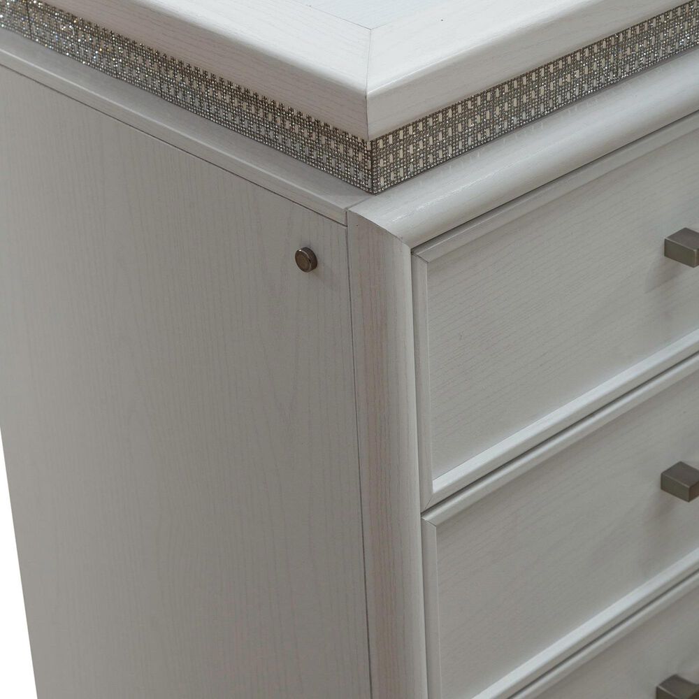 Belle Furnishings Reflections 4-Piece King Upholstered Bedroom Set in Pearl White and Rhinestone, , large