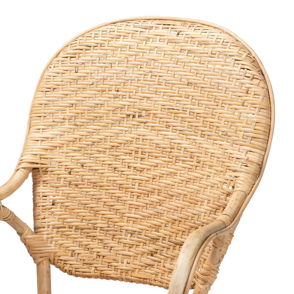 Baxton Studio Genna Arm Chair in Natural Brown, , large