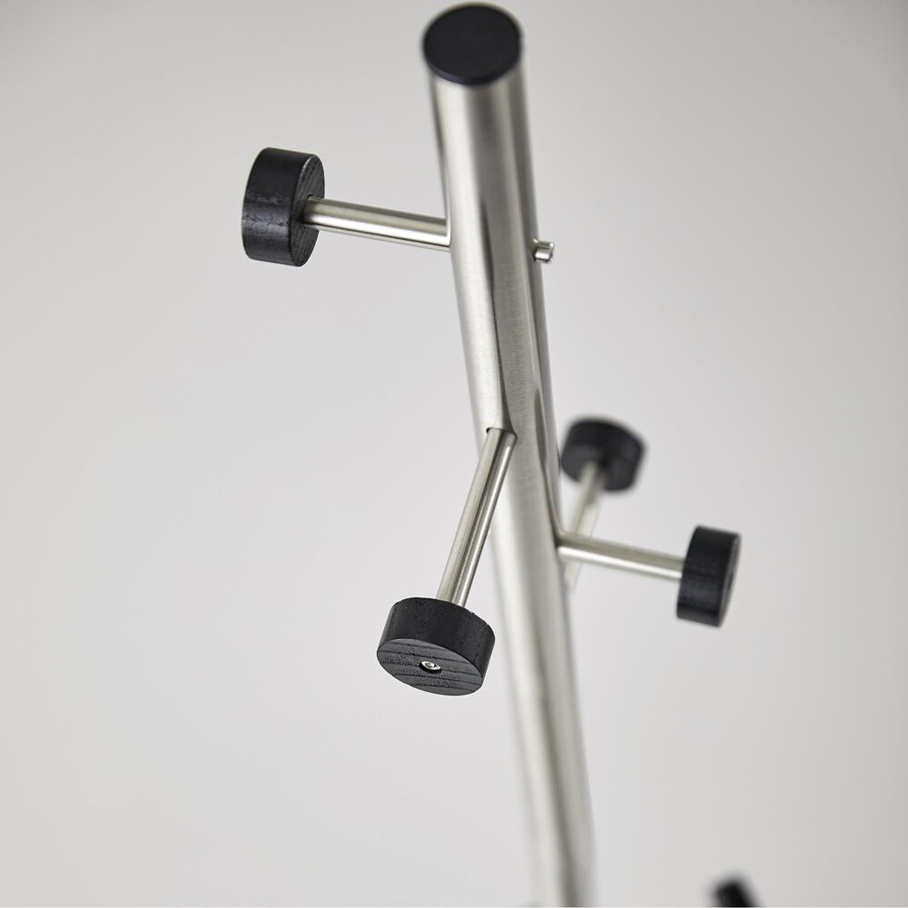 Adesso Swizzle Coat Rack in Brushed Steel and Black, , large