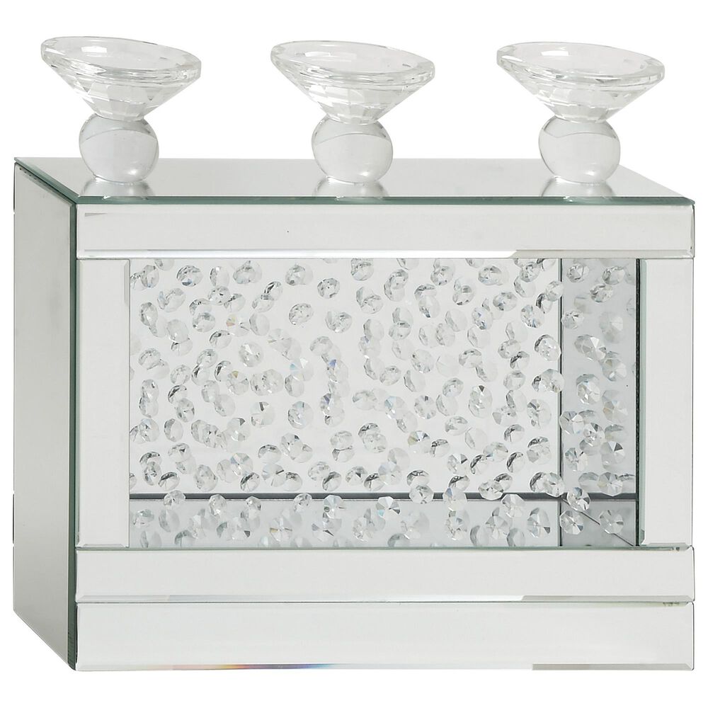 Maple and Jade 3-Pillar Candle Holder with Glass Box in Silver and Clear, , large