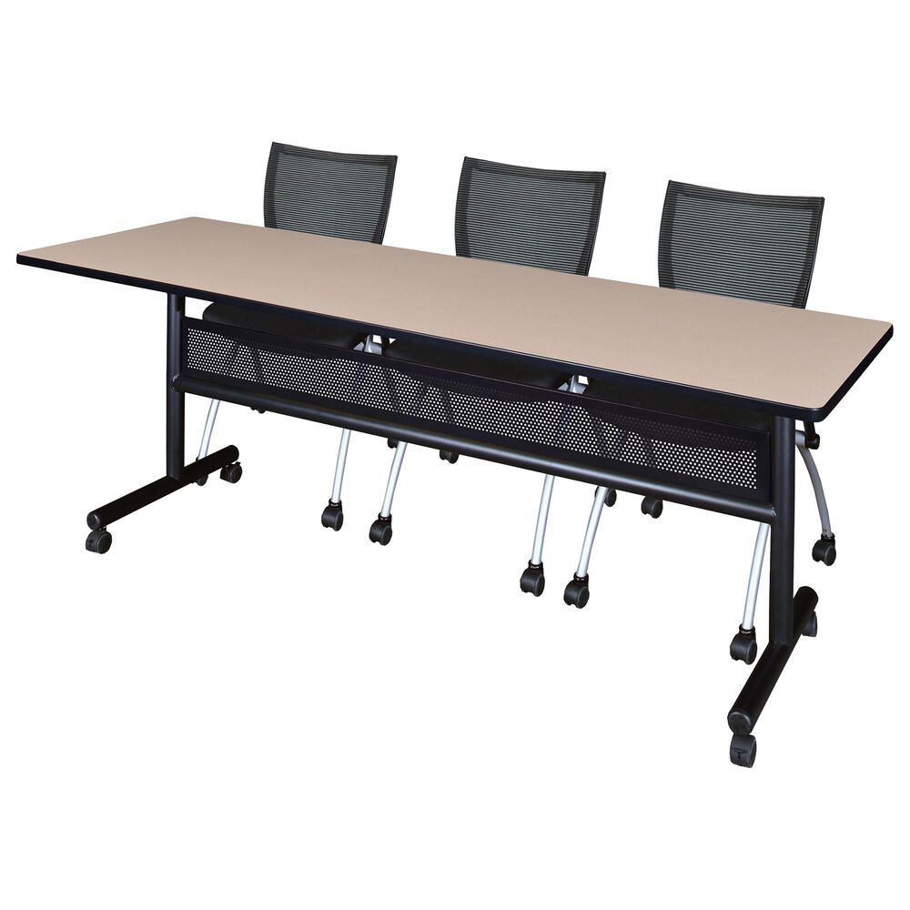 Regency Global Sourcing 4-Piece Mobile Training Table Set in Beige/Black/Silver, , large
