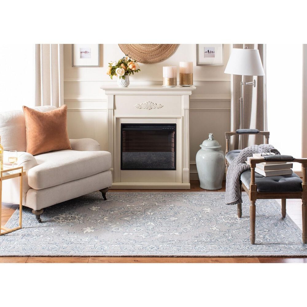 Safavieh Micro-Loop MLP504F 3&#39; x 5&#39; Light Grey and Ivory Area Rug, , large