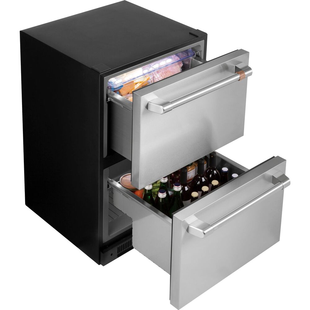 Cafe 5.7 Cu. Ft. Built-In Dual-Drawer Refrigerator in Stainless Steel and Brushed Stainless Handles, , large