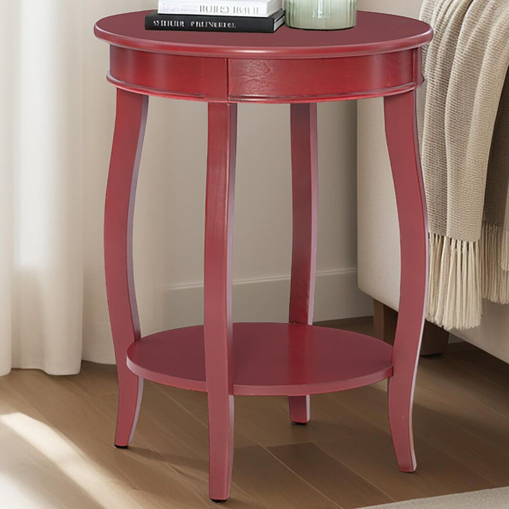 Linon Home Decor Rainbow Round Side Table in Red, , large