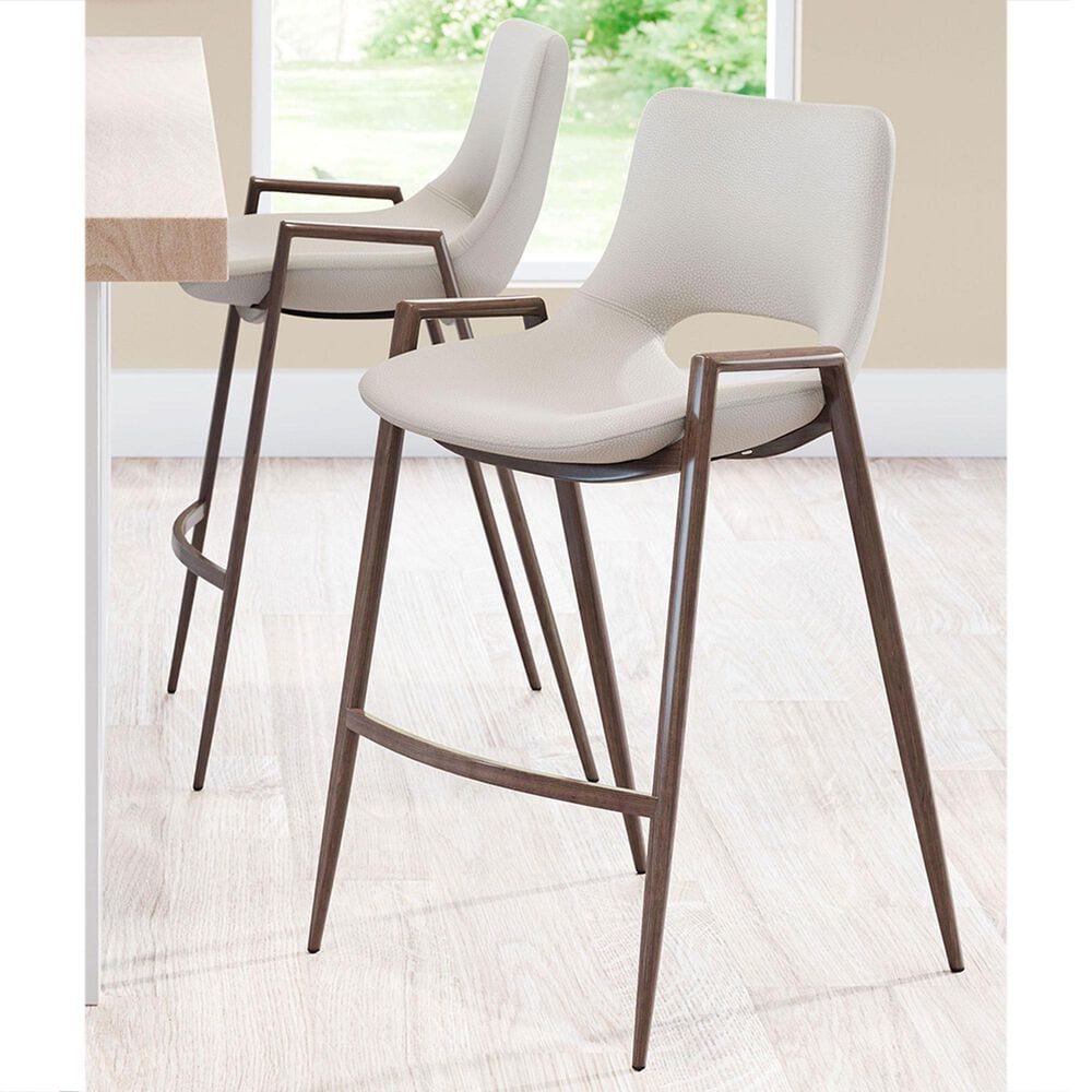 Zuo Modern Desi Counter Chair in Beige/Dark Brown &#40;Set of 2&#41;, , large