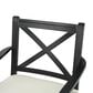 Hearth and Haven Outdoor Aluminum Dining Chair with X-Back Design and Ivory Cushion in Black (Set of 2), , large