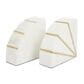 Maple and Jade 5" Decorative Bookend in Matte White, Gray and Gold (Set of 2), , large
