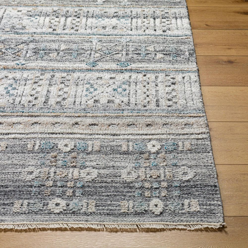 Surya Pompei White, Black, Metallic Silver, Medium Gray, Light Gray, Brown and Sky Blue 10&#39; x 14&#39; Area Rug, , large