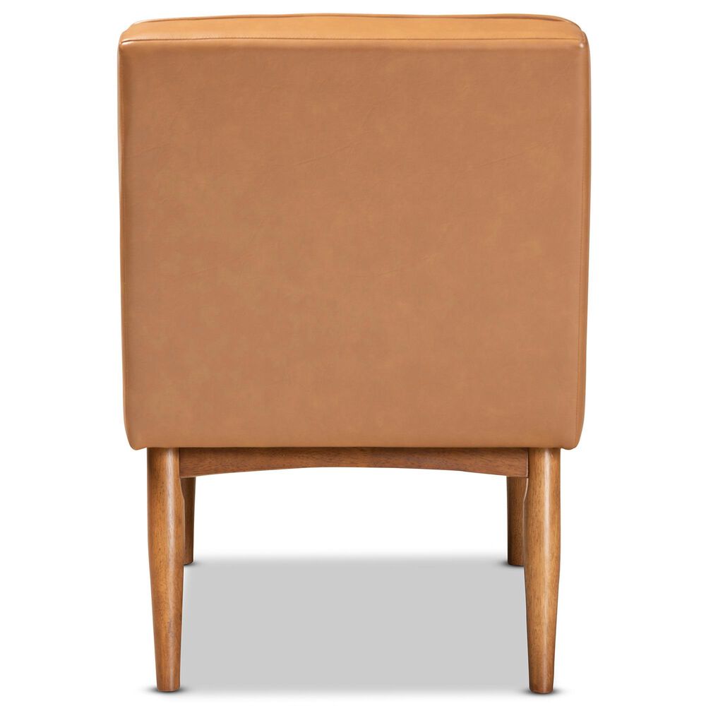 Baxton Studio Daymond Side Chair with Tan Faux Leather in Walnut Brown, , large