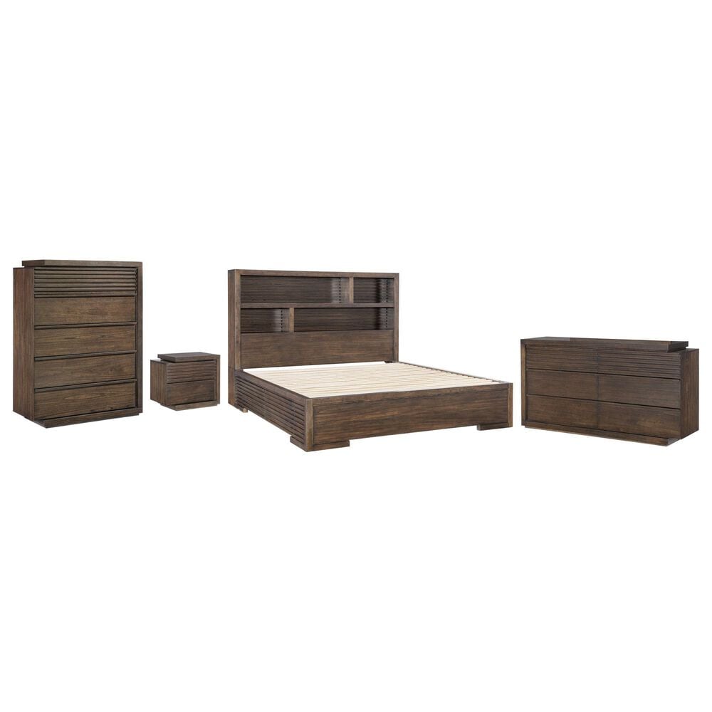 Legacy Classic Architect 4-Piece King Bookcase Bedroom Set in Onyx with LED Lighting, , large