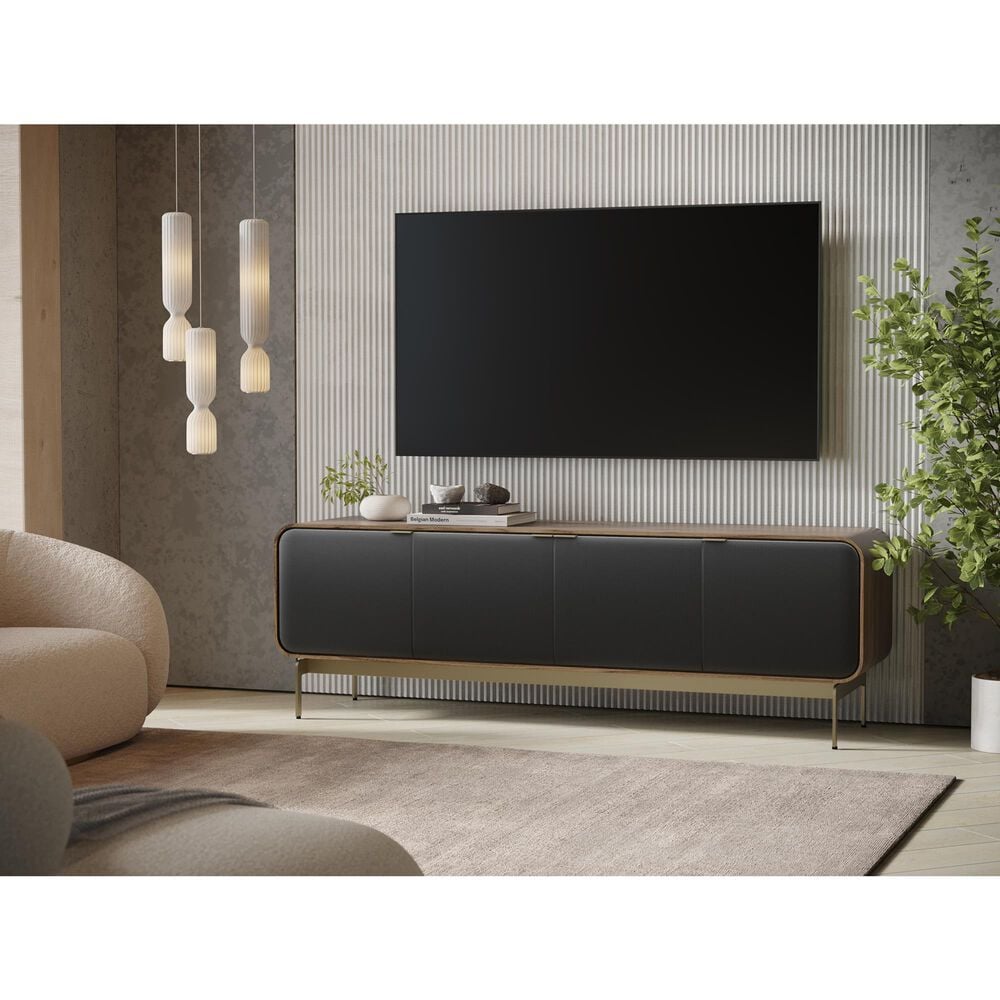 BDI Plume 80" 4-Door Media Cabinet in Walnut and Bronze, , large