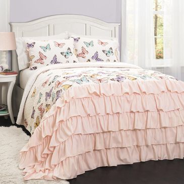 Triangle Home Fashions Flutter Butterfly 2-Piece Twin Quilt Set in Soft Pink, , large