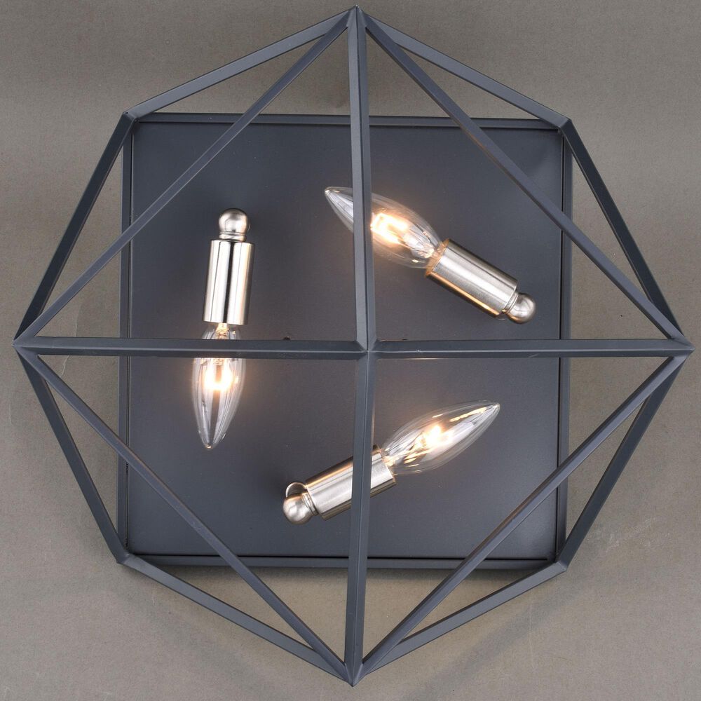 Vaxcel Hailey 3-Light Flush Mount in Black Graphite and Satin Nickel, , large