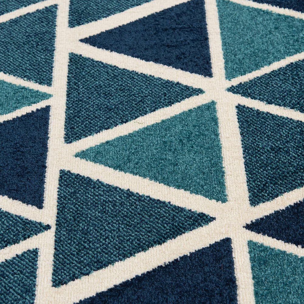Central Oriental Terrace Tropic Isocele 2346NQ80EC.084 7&#39;10&quot; x 9&#39;10&quot; Snow and Turquoise Area Rug, , large