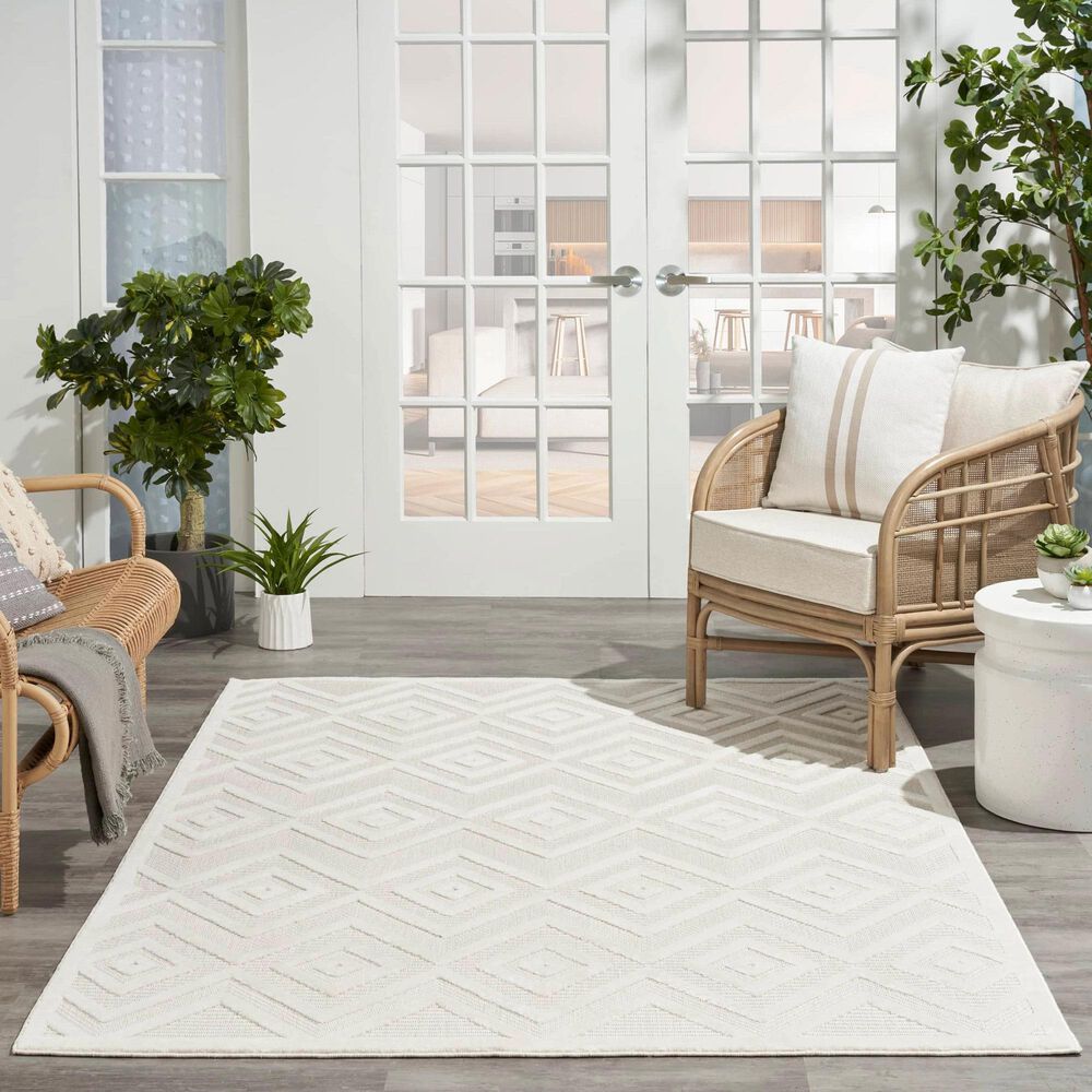 Nourison Versatile 6&#39; x 9&#39; Ivory and White Indoor/Outdoor Area Rug, , large