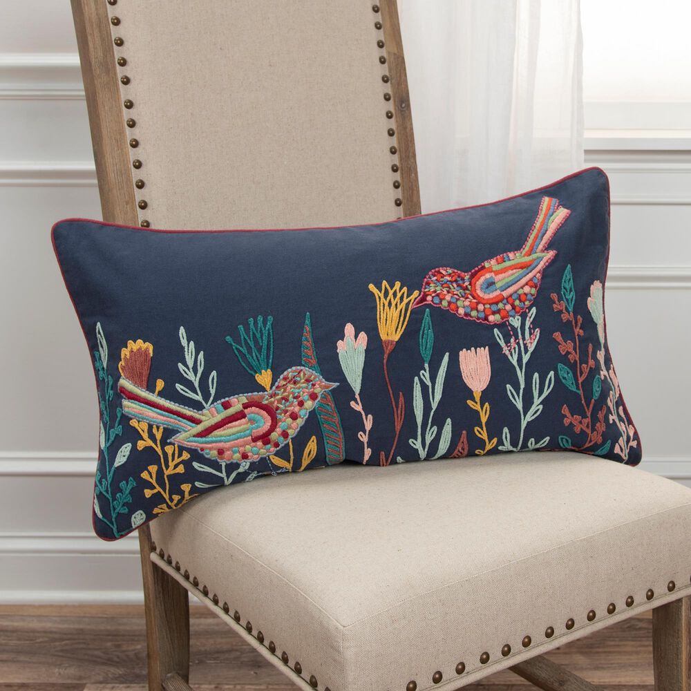 Rizzy Home Floral 14&quot; x 26&quot; Pillow in Black, , large