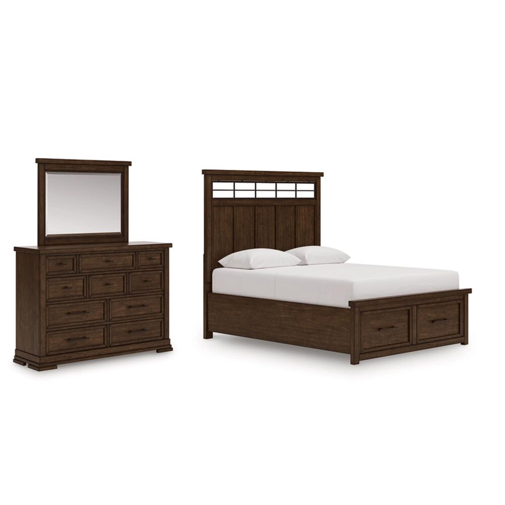 Ashley Taffenbrook 3-Piece Queen Storage Bedroom Set in Medium Brown and Black, , large