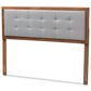 Baxton Studio Sarine King Panel Headboard with Light Grey Upholstered in Walnut Brown, , large