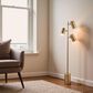 Hearth and Haven Harmony Floor Lamp with Rotary Switch Triple Spots in Gold, , large